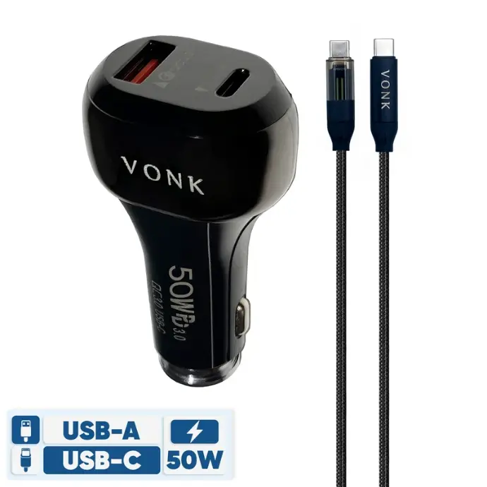 VONK VC-50 50W Car Cigarette Lighter Charger
